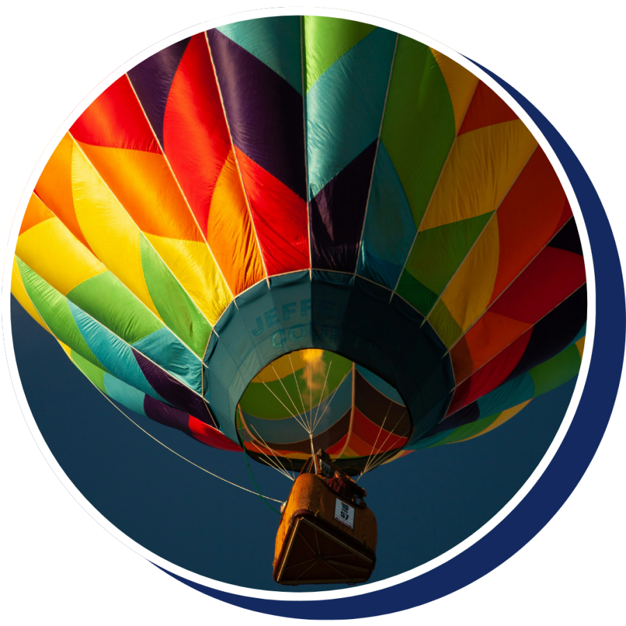 hot air balloon in the sky at the evening