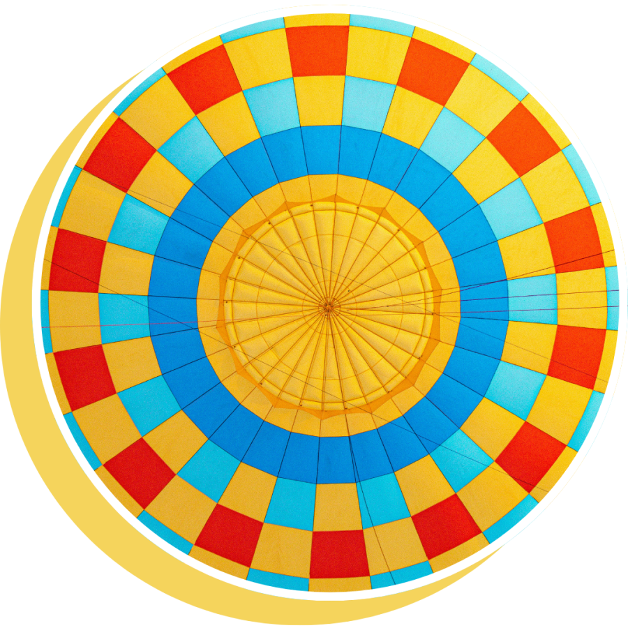 a circular view of the envelope of a hot air balloon