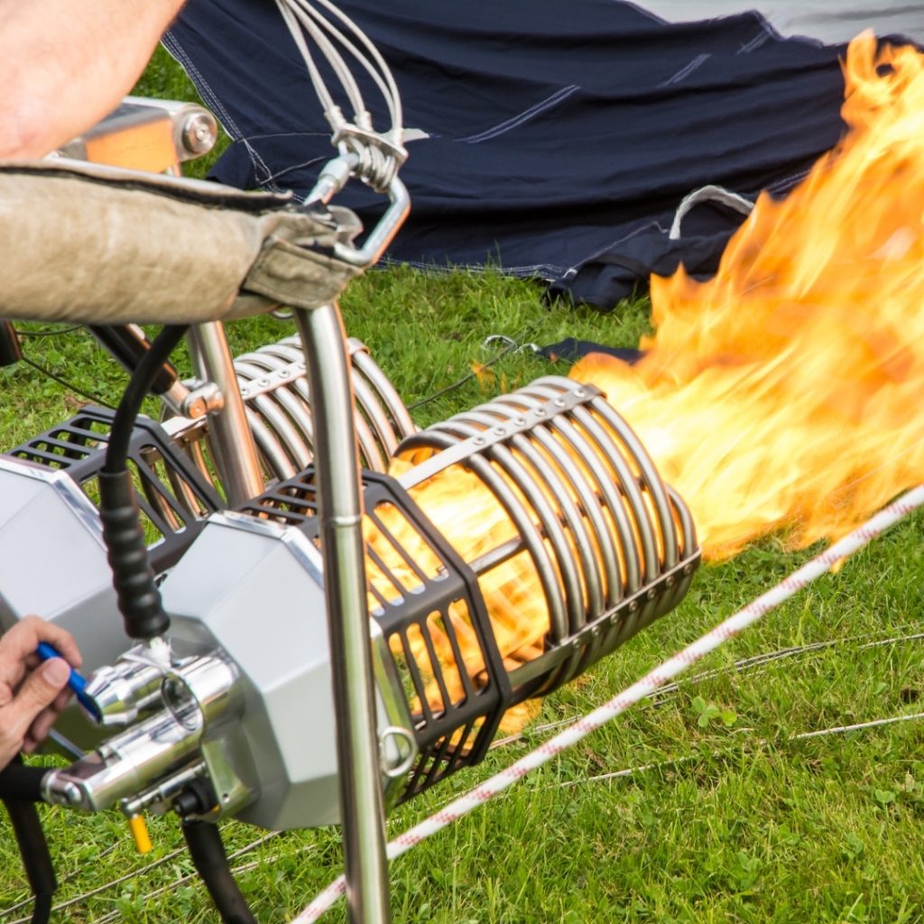 hot air balloon burner running