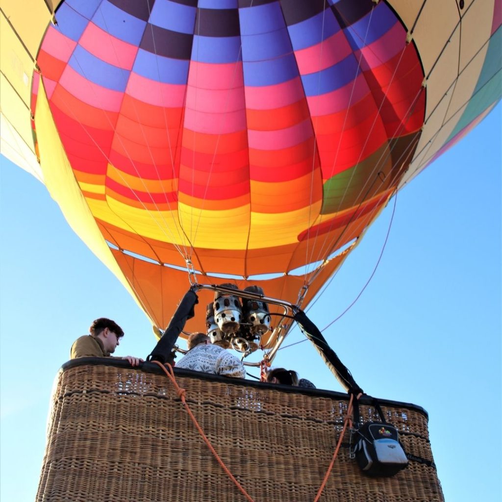 Upclose view of a hot air balloon basket